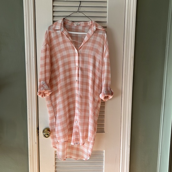 Sheer Peach Checked Tunic by Wishlist - S/M - Picture 2 of 5